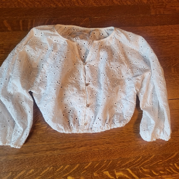 Girls white crop eyelet top, Zara, 11-12 yrs - Picture 3 of 5
